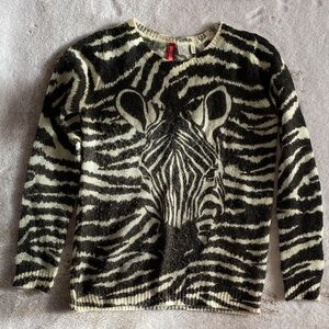 H&M Black and Cream Zebra Pattern Sweater